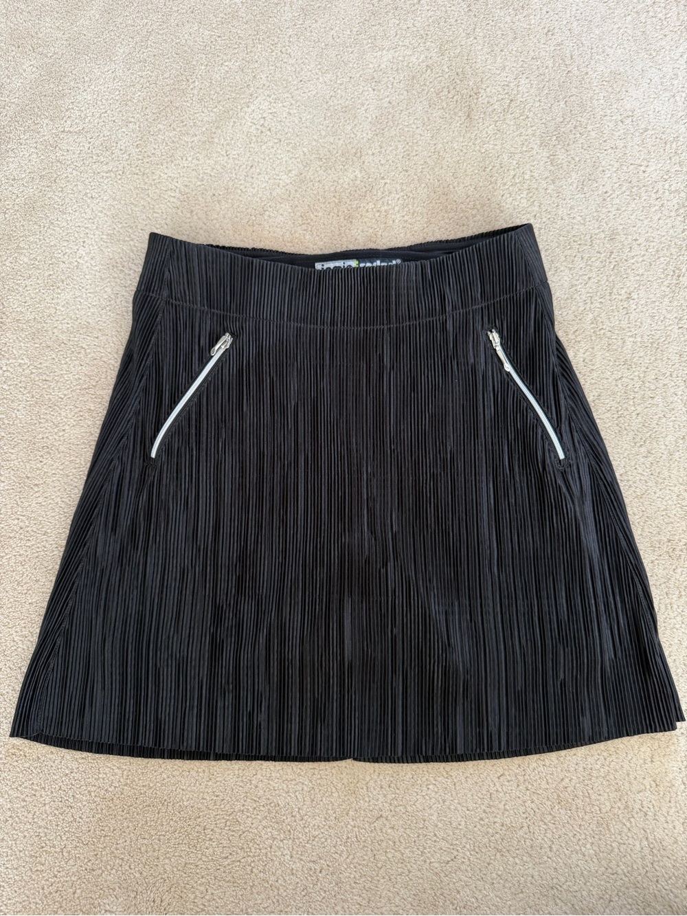 Jamie Sadock Black Pleated A-Line Skirt with Zip Pockets